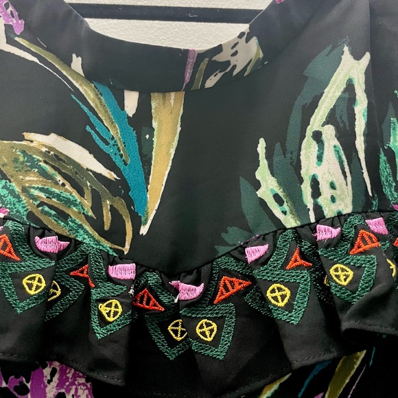 Black + Abstract Print swing mini/knee length dress - Picture 3 of 3